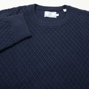 Southern Tide Sweater Mens XL Navy Blue Cotton Knit Crew Neck Fisherman